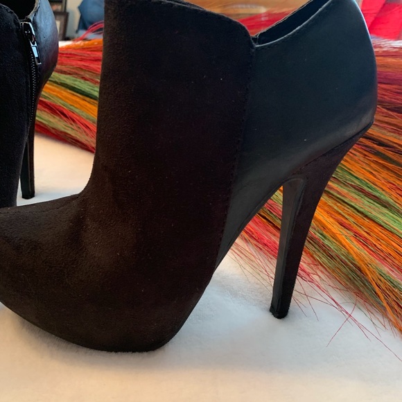 Black Suede and Leather Bootie - Picture 3 of 5